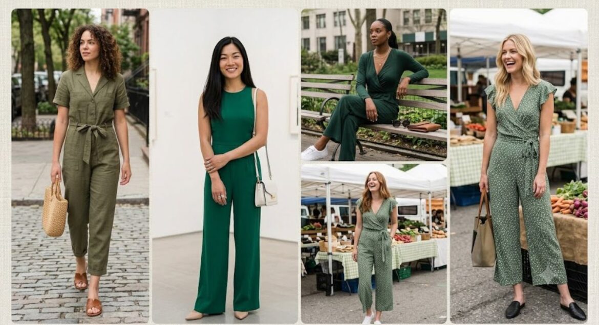 Green Jumpsuit Outfit Ideas Women