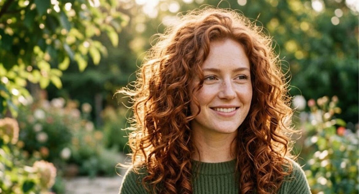 Curly red hair naturally