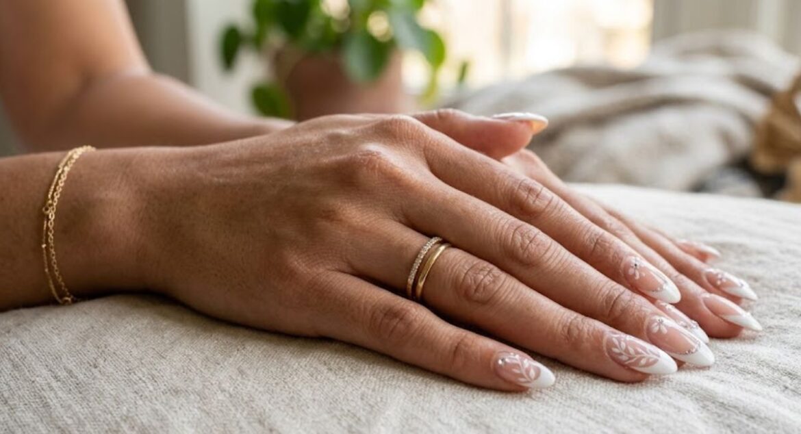 White French Tip Nails With Design