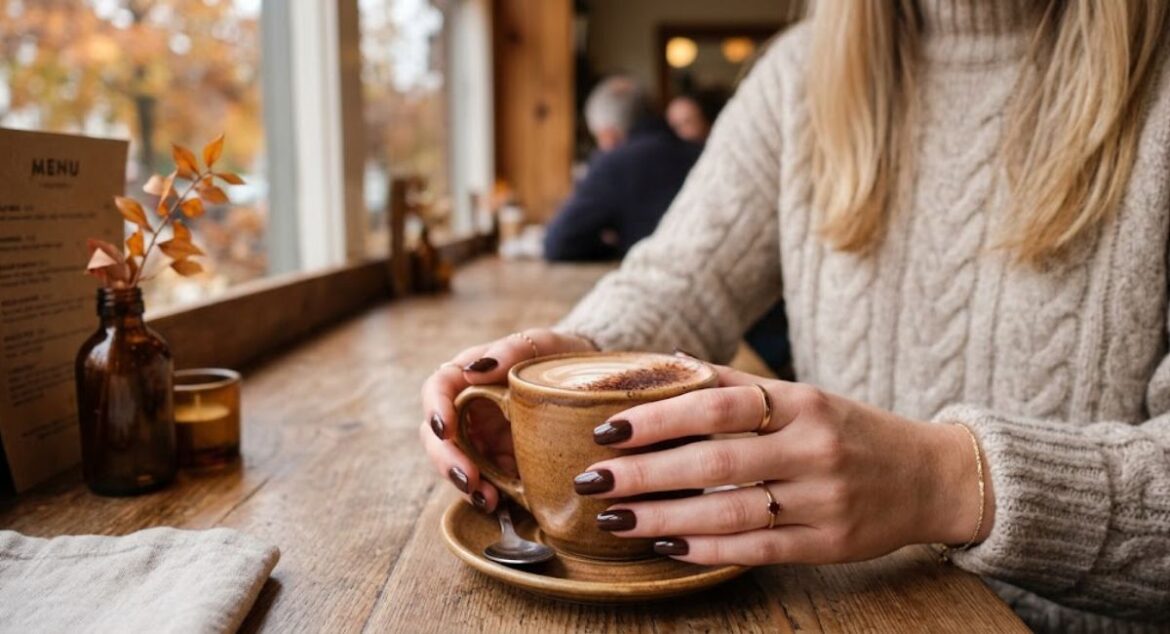 Midnight mocha fall nails