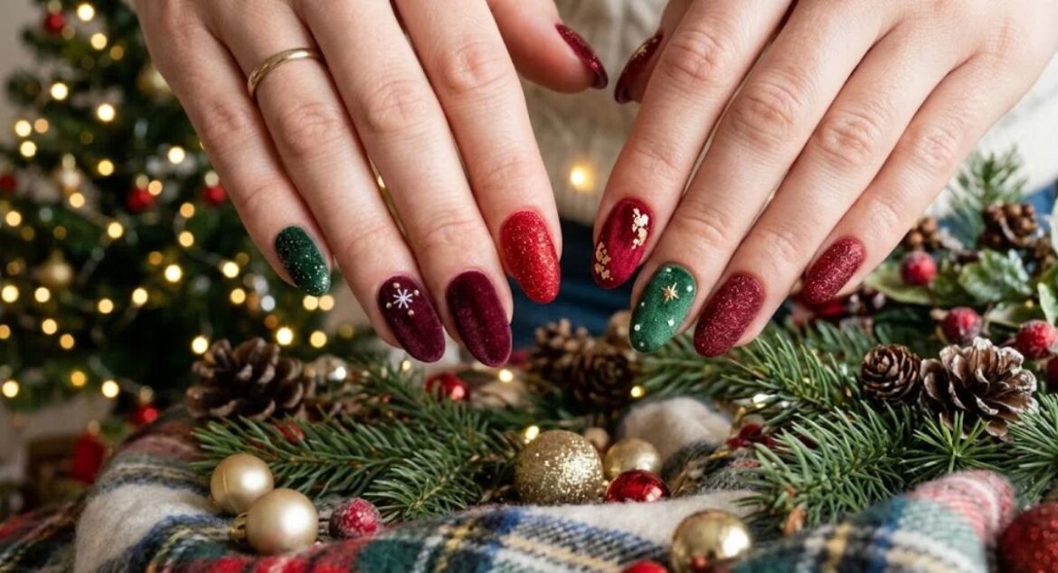 Velvet Christmas Nail Designs
